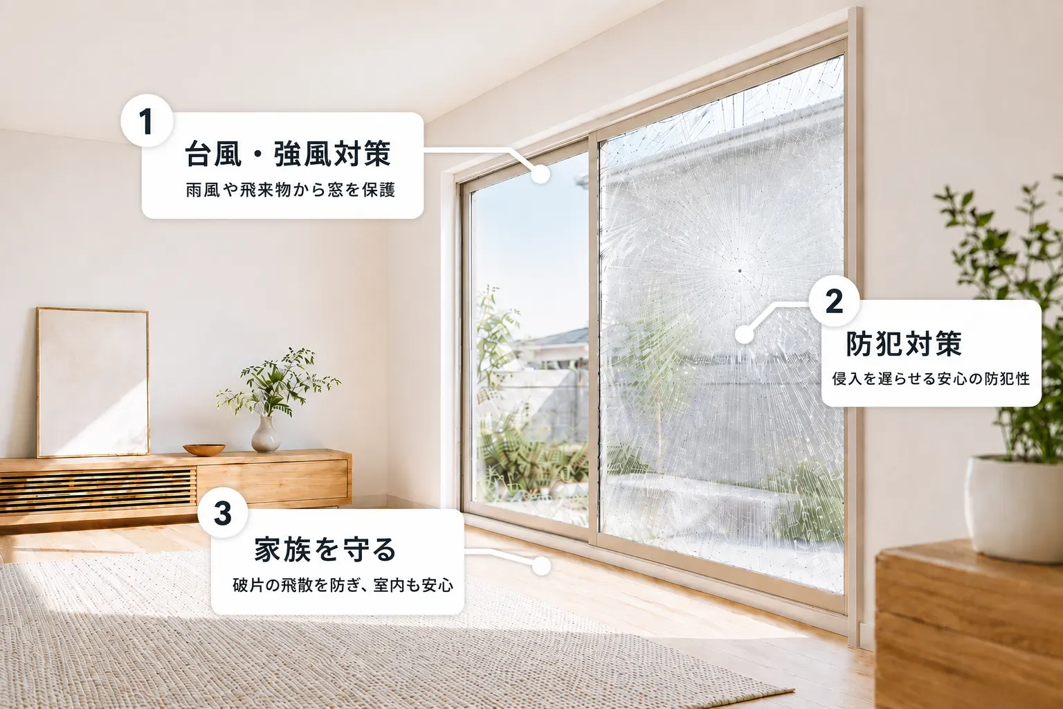 飛散防止フィルムの効果イメージ