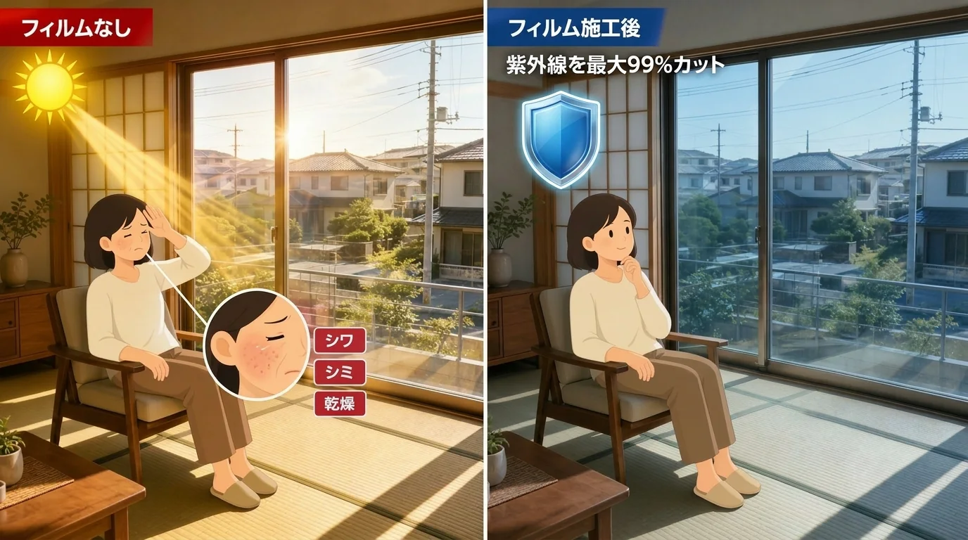 UVカットフィルムの効果イメージ